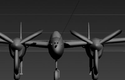 美国二战飞机P38 MAX模型,无贴图