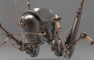 宇田川誉仁机械昆虫,蒸汽朋克蝈蝈,蟋蟀,蛐蛐模型,MAX,MB,FBX,OBJ多格式,可3D打印（没有材质贴图)