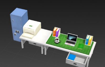 卡通风格办公桌3D简模