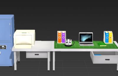 卡通风格办公桌3D简模