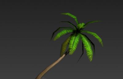 弯倒的卡通椰子树3D模型