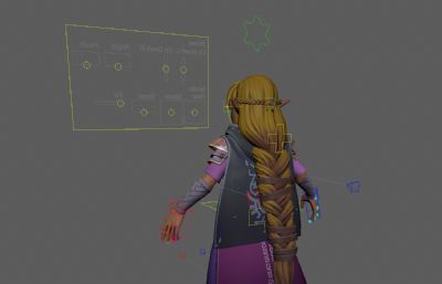 塞尔达传说Zelda法装Maya模型,有完整贴图,有绑定