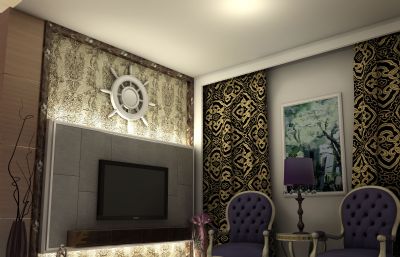 有点欧美风的客厅,卧室整体设计maya模型,无贴图