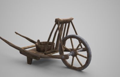 木桶独轮车3D模型