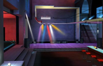 游戏里的一个酒吧模型,有贴图