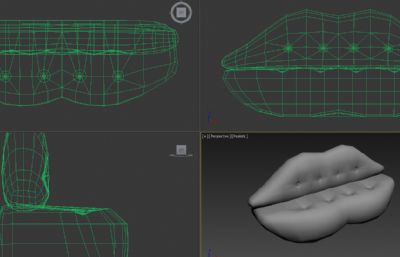 嘴唇造型的异形沙发3D模型简模