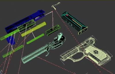 92式国产手枪3D模型道具,带简单装配动作