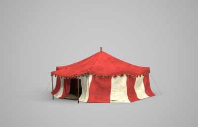 红白条纹蒙古包3D模型