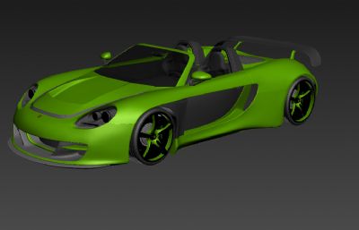 保时捷果绿色敞篷跑车3D模型