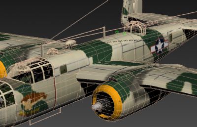 美国二战B25G轰炸机3D模型,带贴图