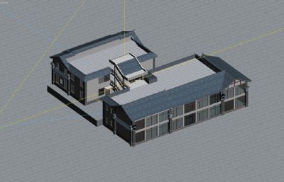 白族民居酒店建筑3D模型