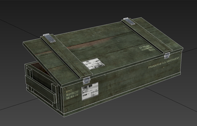 开启的木制弹药箱3D游戏模型
