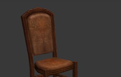 带靠背的复古椅子3D简模