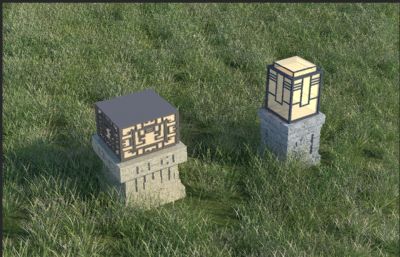 中式灯两组,景观地灯3D模型,MAX,FBX格式