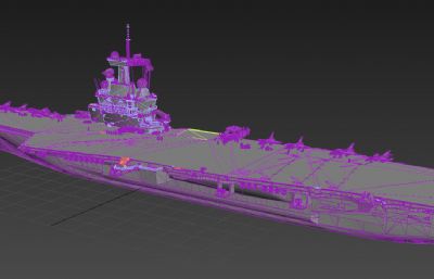 法国海军戴高乐号核动力中型航母3D模型,MAX,FBX格式模型,无贴图