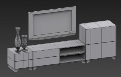 简单的电视和电视柜3D模型