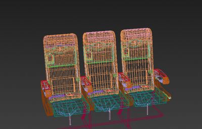 民航飞机经济舱座椅3D模型