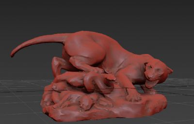 狮子与蛇博弈雕塑FBX模型