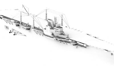 大凤号航空母舰3D模型白模