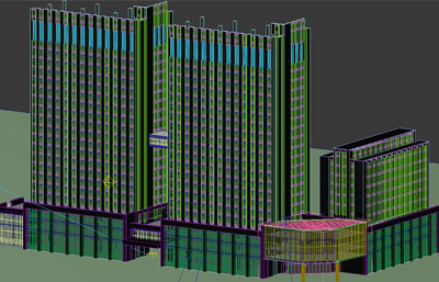 玻璃幕墙高层建筑商业楼3D模型
