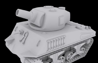 Q版谢尔曼坦克3D模型,坦克玩具模型