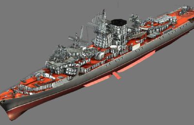 前苏联海军1134型导弹巡洋舰3D模型,MAX,FBX两种格式