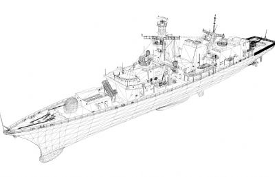 英国皇家海军23型护卫舰C4D模型,带3DS格式