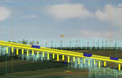 高架桥,高速路建设场景3D模型（极速渲染）