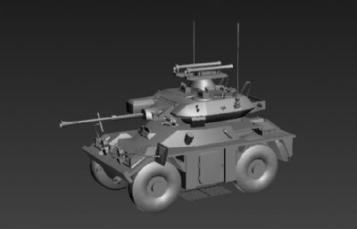 英国狐式轻型轮式装甲侦察车3D模型白模