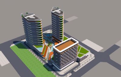 绿之谷科技大楼,科技办公区su模型