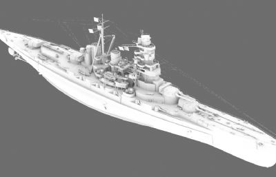 日本联合舰队金刚级战列巡洋舰3D模型,MAX,FBX,OBJ多种格式