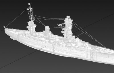 日本联合舰队扶桑级战列舰3D模型,MAX,FBX,OBJ格式模型