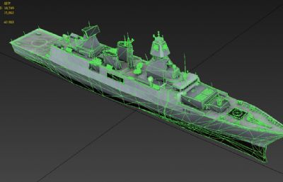 德国海军萨克森级护卫舰3D模型MAX,OBJ格式