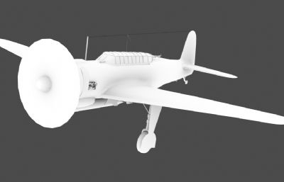 联合舰队天山舰载攻击机3D模型白模,MAX,OBJ格式,无贴图