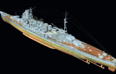 爱宕号重巡洋舰OBJ模型,有贴图