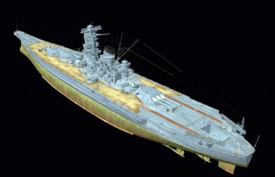 联合舰队武藏号战列舰OBJ模型,有贴图