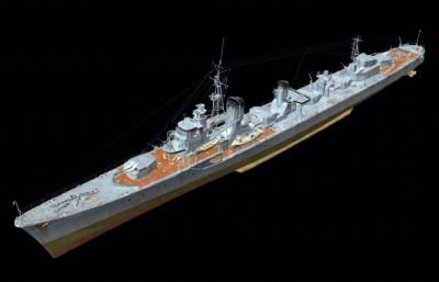 岛风号驱逐舰OBJ模型,带贴图