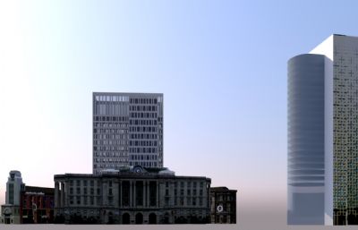 欧式商业办公区,办公楼su模型