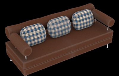 三人沙发,带靠枕3D模型