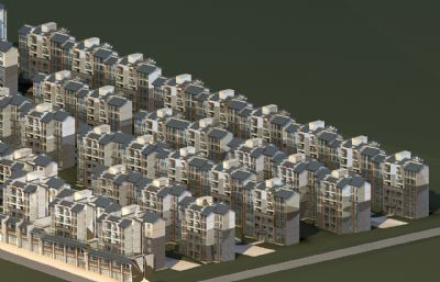 中式徽派商业住宅,陵南沱石佛安置房3D模型