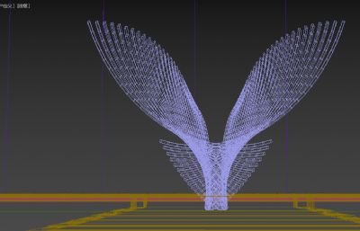 振翅高飞,双翅膀雕塑设计3D模型一