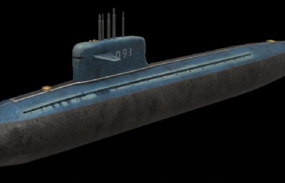 中国091型核潜艇OBJ模型高模