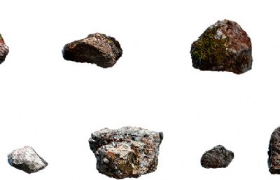 带纹理的简单石头,石块maya模型