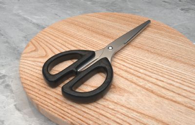 菜刀，砧板，剪刀，磨刀棒等厨房用品C4D精细结构模型，Octane渲染