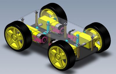 四驱玩具车底部solidworks图纸模型，还有STL格式模型