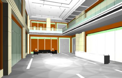 酒店一楼大厅3D模型