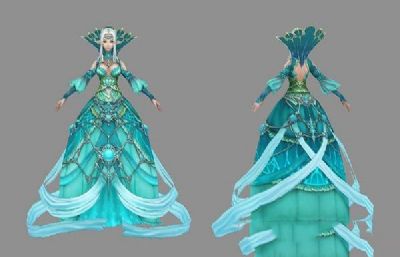 天堂2蓝色女精灵3D模型