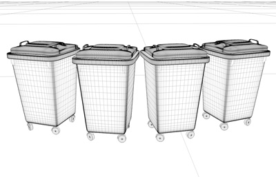 垃圾桶，垃圾分类，公共设施C4D模型，Octane渲染