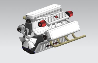 V8涡轮发动机STEP格式模型