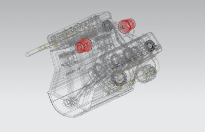 V8涡轮发动机STEP格式模型